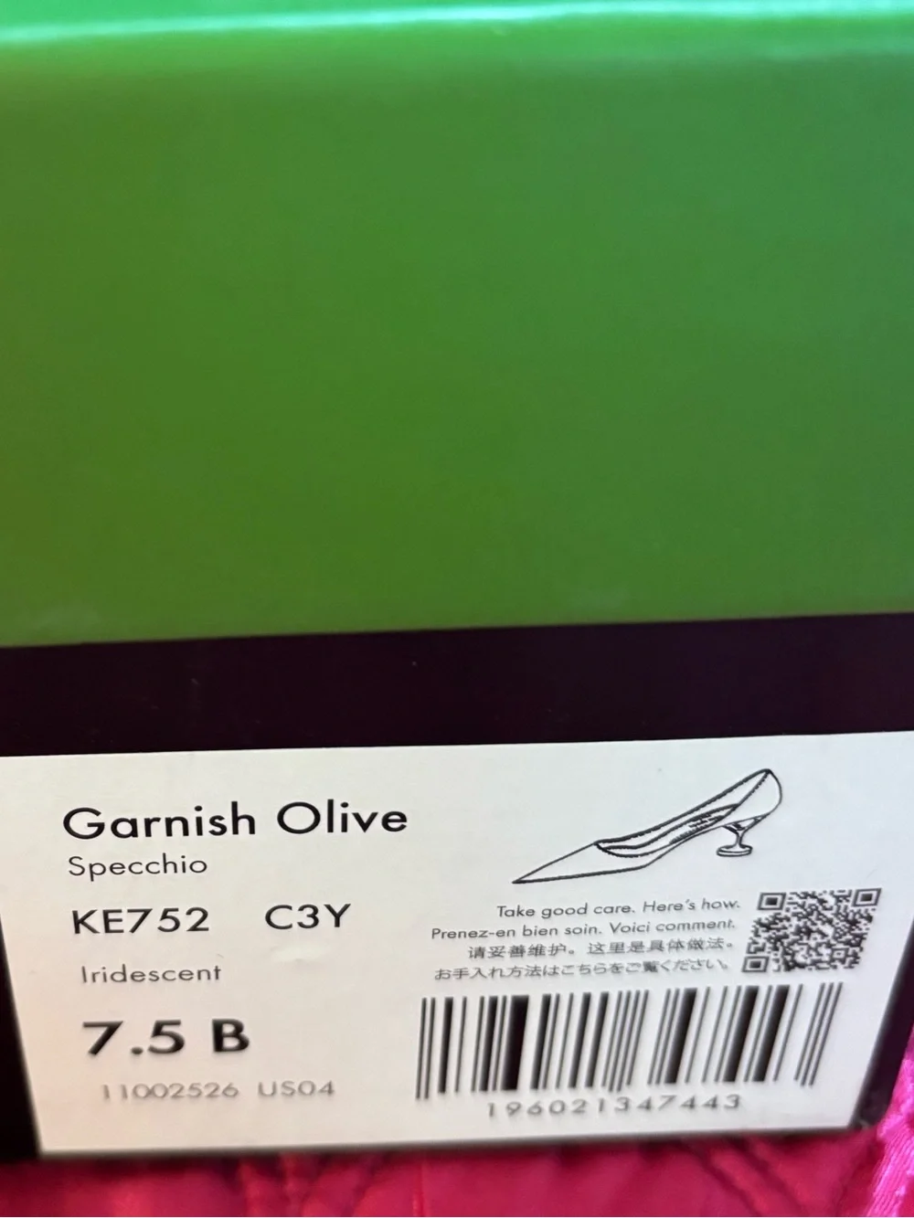 kate spade Garnish Olive Iridescent silver pumps